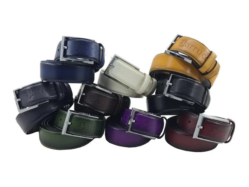 Carrucci Burgundy men's dress belt genuine leather silver buckle DESIGN MENSWEAR Carrucci Burgundy men's dress belt genuine leather silver buckle DESIGN MENSWEAR