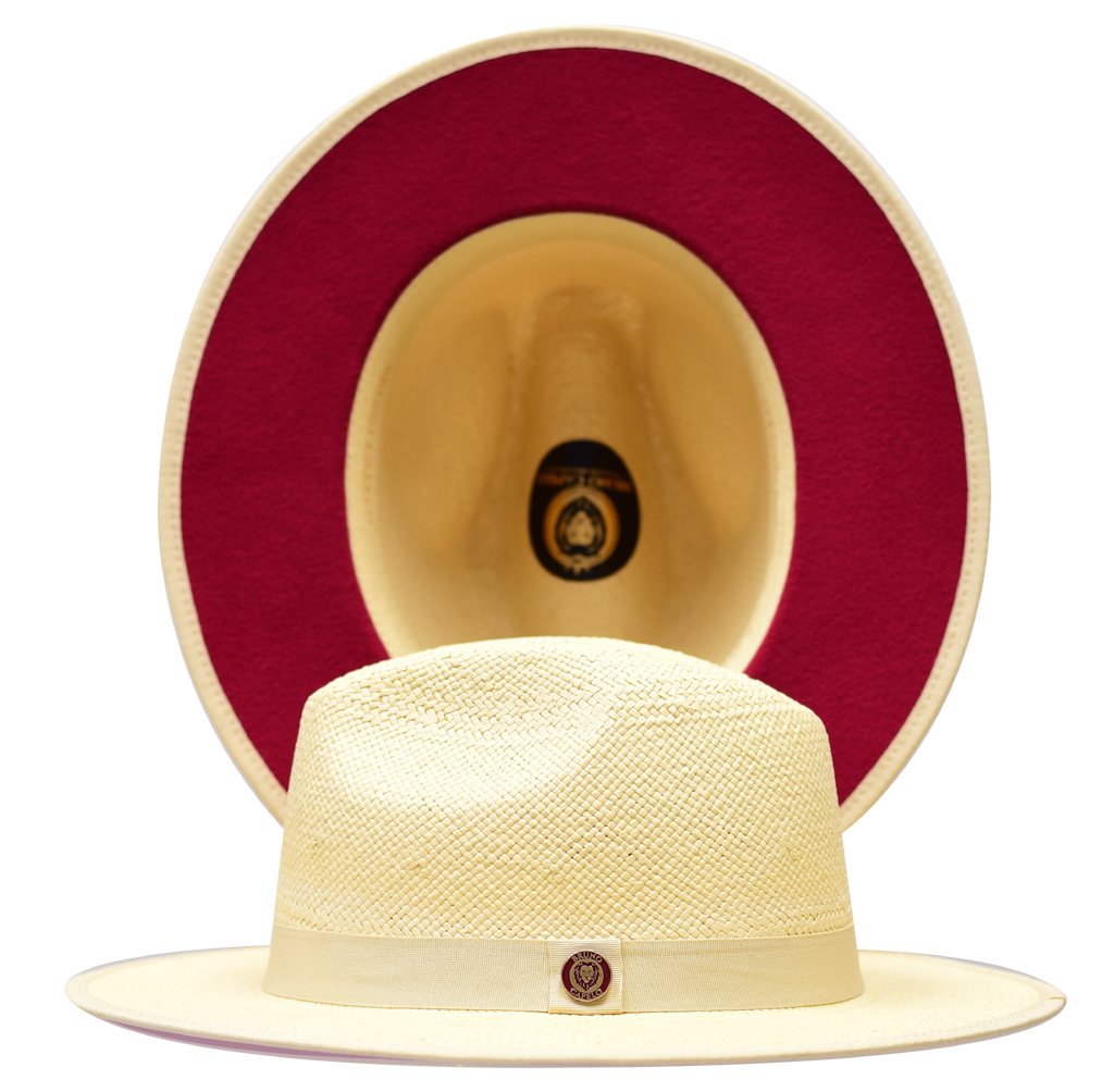 Hat Bottom View Bruno Capelo Red Bottom Straw Hat Men's Natural Color Hat – DESIGN MENSWEAR