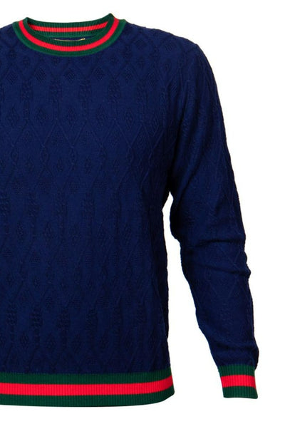 prestige blue men's crewneck sweaters long sleeves pullover fashion design