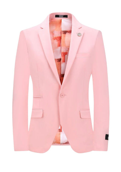 Rose gold pink slim fit men's suit satin cotton stretch material flat front pants