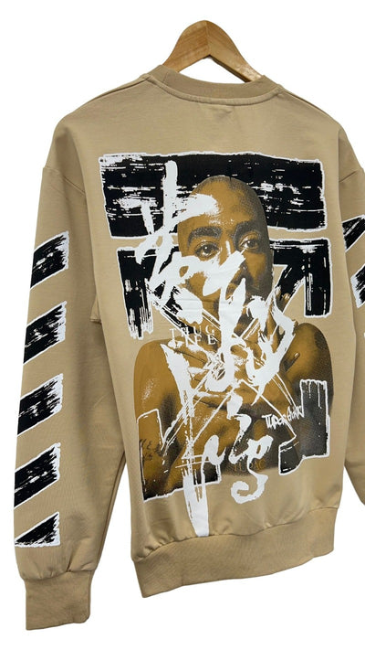 Men's 2Pac Sand Graphic Sweatshirt Long Sleeves Crewneck Fleece - Design Menswear