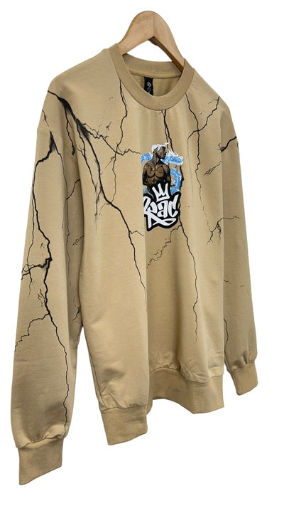 2pac Men's Beige Graphic Sweatshirt Fleece Long Sleeves Regular Fit - Design Menswear