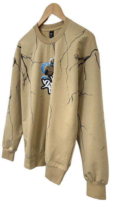 2pac Men's Beige Graphic Sweatshirt Fleece Long Sleeves Regular Fit - Design Menswear