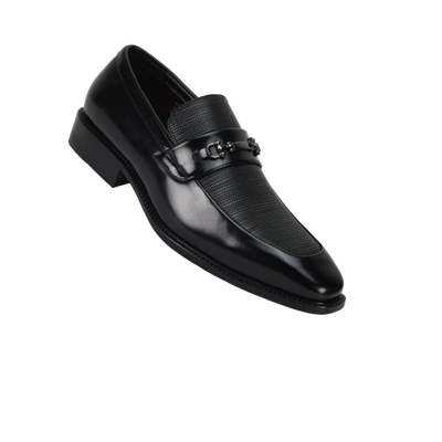 Antonio Cerrelli Black Men's Slip On Dress Shoes Silver Buckle - Design Menswear