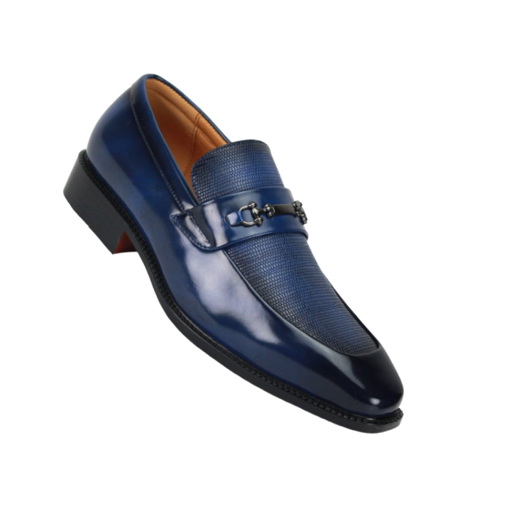 blue dress shoes outfit men men's Slip on silver buckle – DESIGN MENSWEAR INDIA Size:20