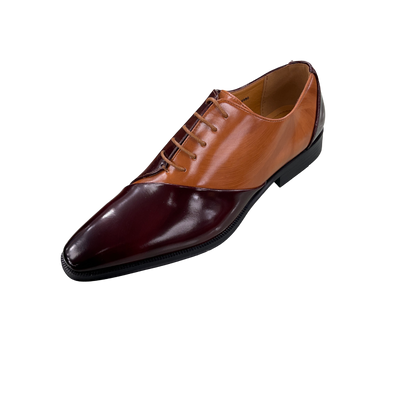 Antonio cerrelli burgundy and tan men's lace up dress shoes two tone