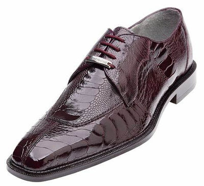 Belvedere Dark Burgundy Men's Lace Up Oxford Shoes Ostrich Legs - Design Menswear