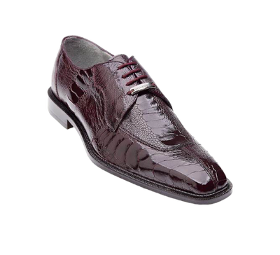 Belvedere Dark Burgundy Men's Lace Up Oxford Shoes Ostrich Legs - Design Menswear