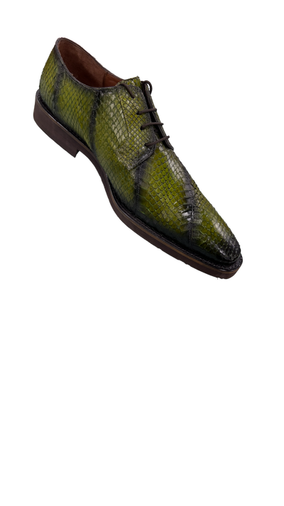 Belvedere Men's Olive Dress Snake Skin Shoes Lace Up Fashion Style - Design Menswear