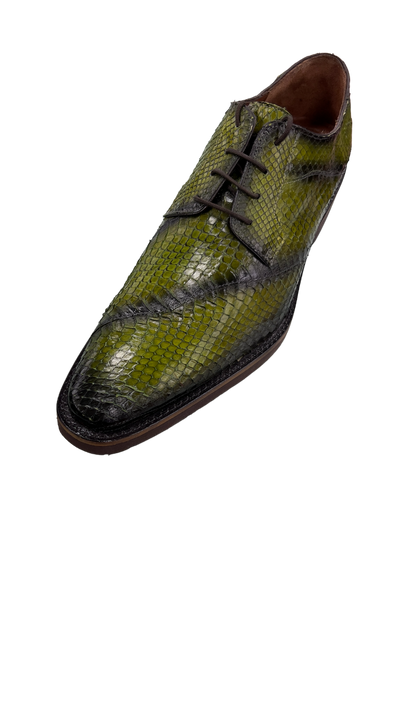 Belvedere Men's Olive Dress Snake Skin Shoes Lace Up Fashion Style - Design Menswear