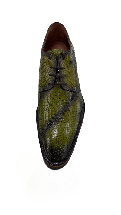 Belvedere Men's Olive Dress Snake Skin Shoes Lace Up Fashion Style - Design Menswear