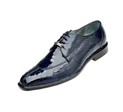 Belvedere Navy Blue Siena Style Men's Lace Up Oxford Shoes Genuine Ostrich Legs - Design Menswear