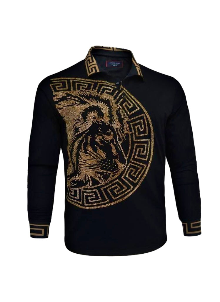 Black Lion Border Print Men&