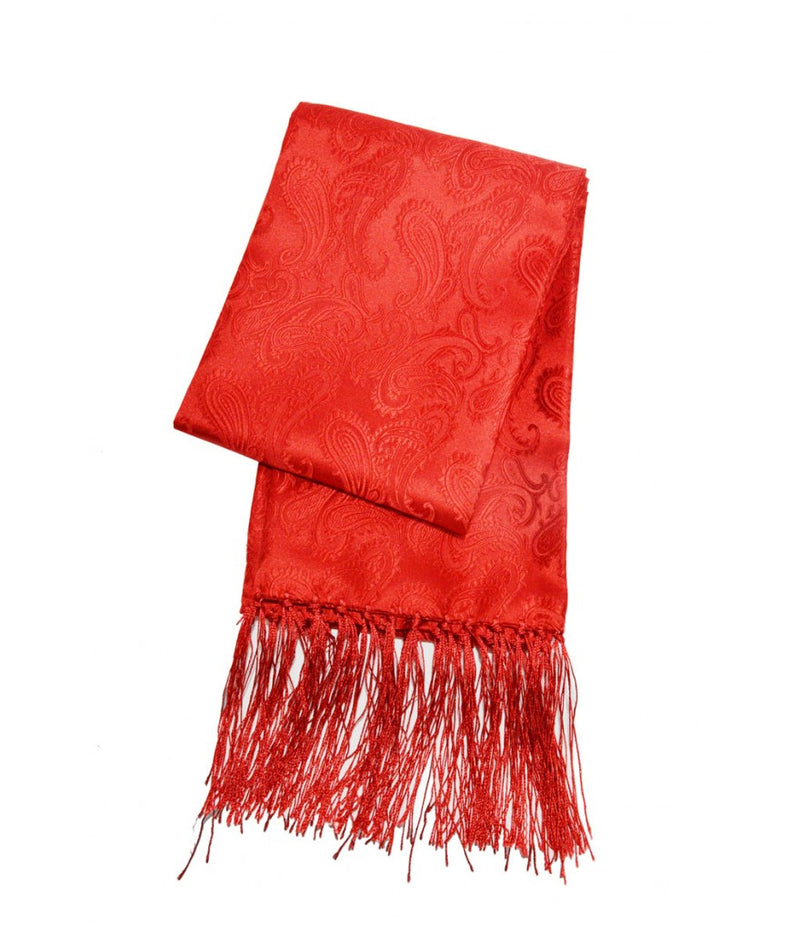 Red Ton and Ton Paisley Satin Scarf by Brand Q - Design Menswear