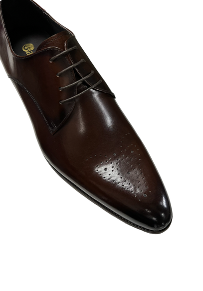 Carrucci Brown Genuine Leather Men's Lace Up Dress Shoes - Design Menswear