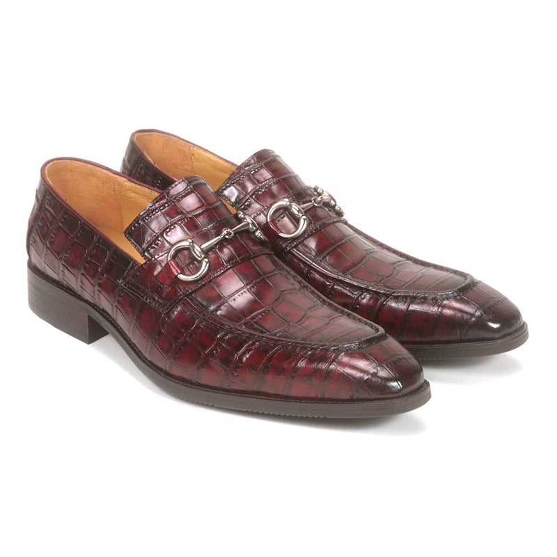 Carrucci Burgundy Embossed Leather Men&