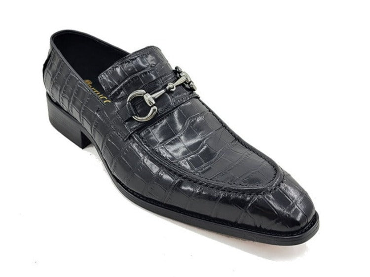 Carrucci Black Embossed Leather Men&