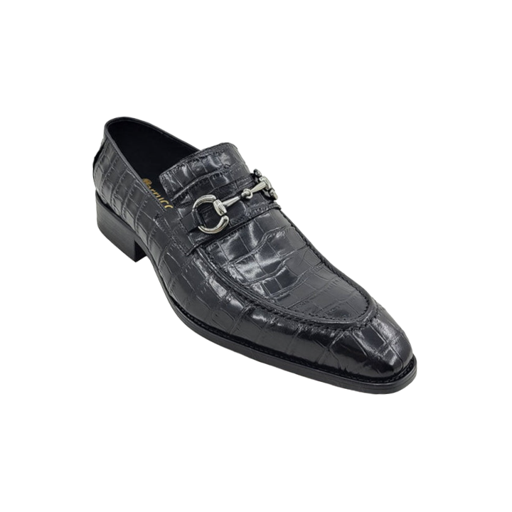 Carrucci Black Embossed Leather Men&