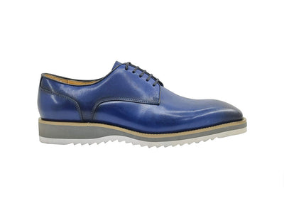 Carrucci Blue Men's Lace-Up Casual Shoes Genuine Leather - Design Menswear