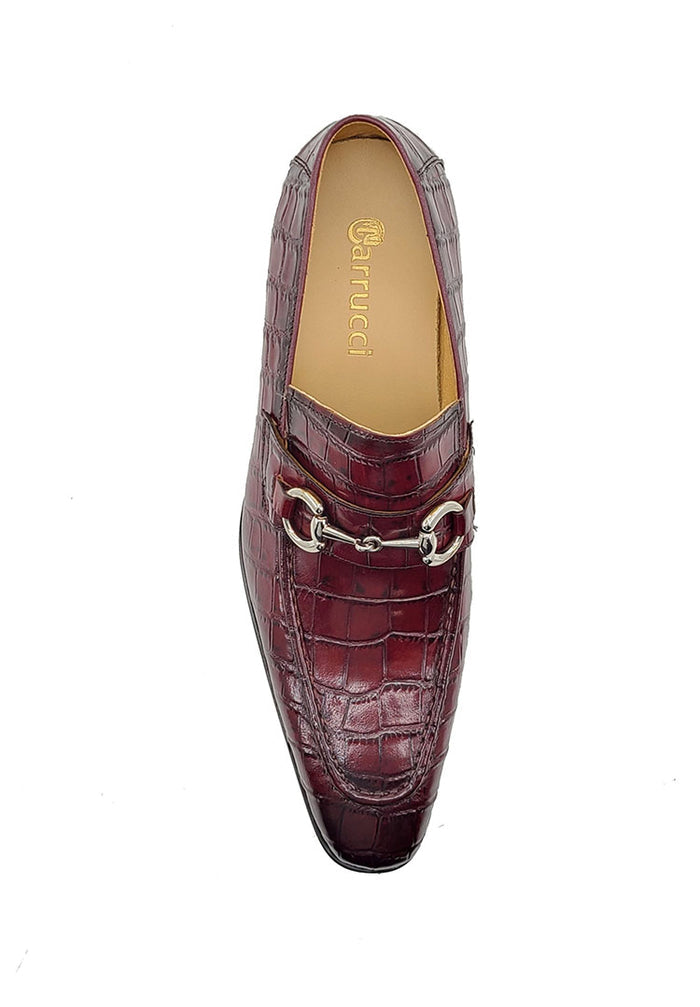 Carrucci Burgundy Embossed Leather Men&