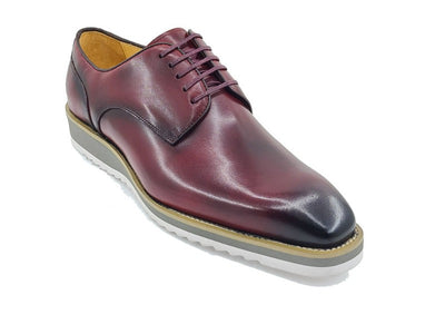 Carrucci Burgundy Men's Leather Lace-Up Casual Shoes - Design Menswear