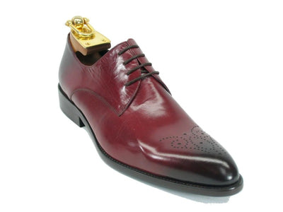 Carrucci Burgundy Genuine Leather Men's Lace Up Dress Shoes - Design Menswear