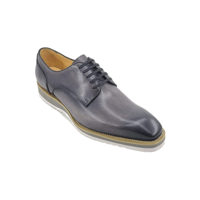 Carrucci Gray Genuine Leather Men's Lace-Up Casual Shoes - Design Menswear