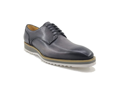 Carrucci Gray Genuine Leather Men's Lace-Up Casual Shoes - Design Menswear