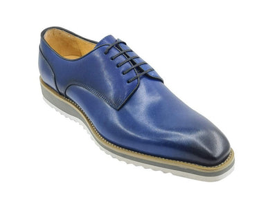 Carrucci Blue Men's Lace-Up Casual Shoes Genuine Leather - Design Menswear