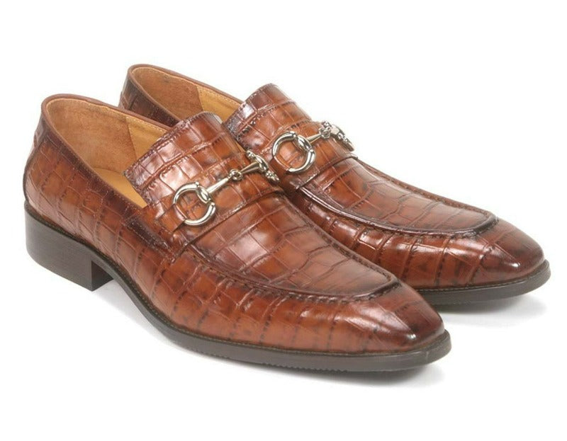 Carrucci Cognac Embossed Leather Men&