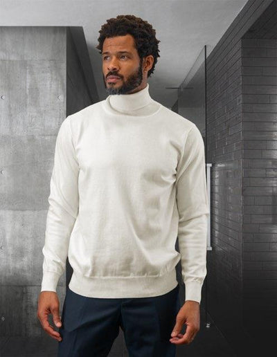 Men's Cream Turtleneck Sweaters Light Blend Regular fit by Design Menswear - Design Menswear