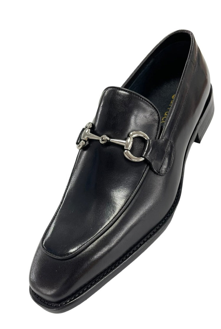 Carrucci Black genuine leather men's slip on dress shoes silver buckle, 11 / Black Carrucci Black genuine leather men's slip on dress shoes silver buckle, 11 / Black