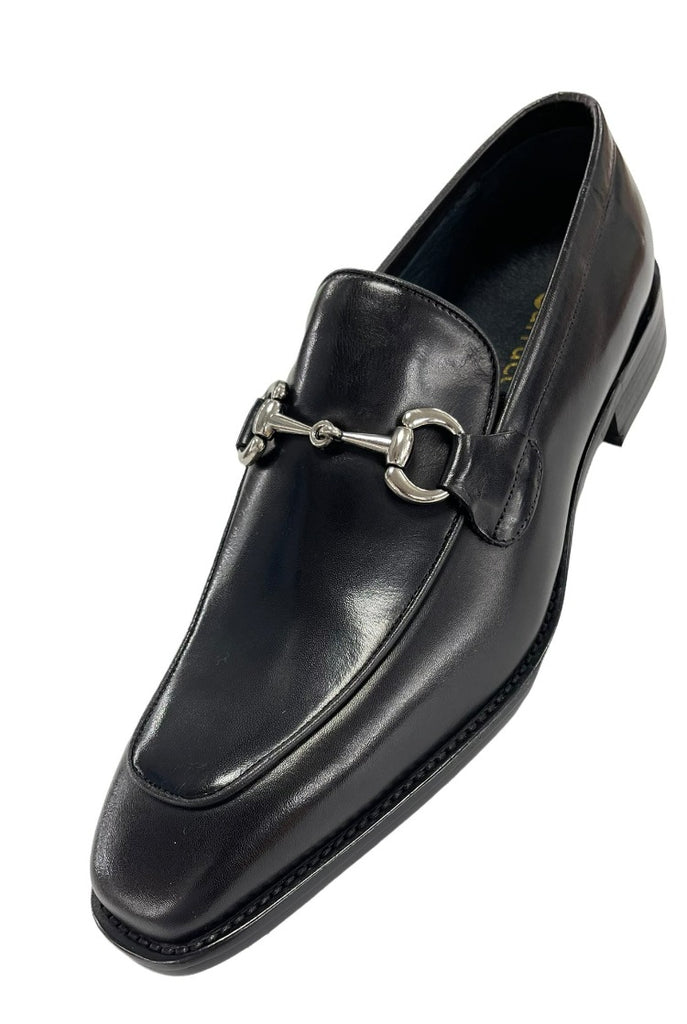 mens black dress shoes with silver buckle Burnished Calfskin Horsebit Loafer Brooklyn Wavy Asymmetric Dress nye2025 Size:XL (36-37 sleeve length) Black pebble leather x