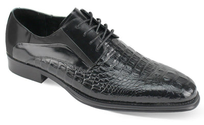 Mason men's black lace up dress shoes oxford genuine leather by Giovanni - Design Menswear