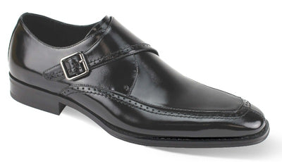 Giovanni Black men's shoes monk strap genuine calfskin leather amato - Design Menswear