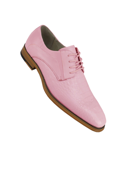 Giovanni Pink lace up men's dress shoes oxford genuine leather - Design Menswear