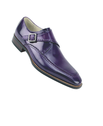 Amato by Giovanni Purple men's shoes monk strap genuine calfskin leather - Design Menswear