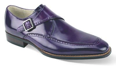 Amato by Giovanni Purple men's shoes monk strap genuine calfskin leather - Design Menswear