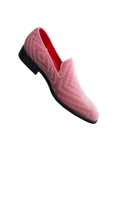 Men's pink slip on shoes luxury velvet loafer