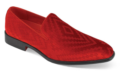 Men's red slip on shoes luxury velvet loafer fashion design