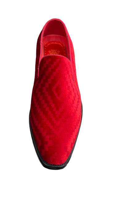 Men's red slip on shoes luxury velvet loafer fashion design