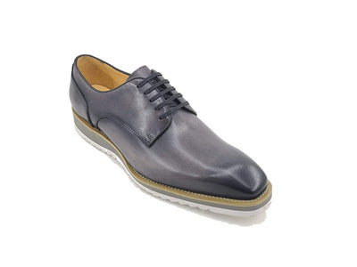 Carrucci Gray Genuine Leather Men's Lace-Up Casual Shoes - Design Menswear