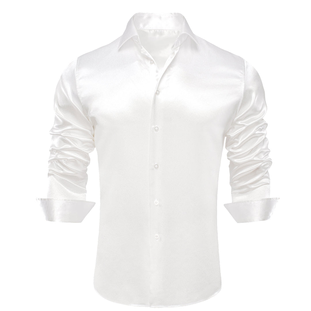 white satin dress shirt mens mens white silk dress shirt with black collar and cuff Hi-Tek