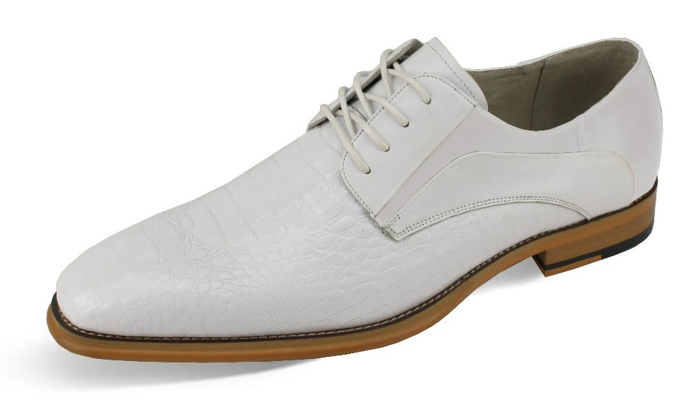 Giovanni lace-up men's white dress shoes Italian style genuine leather