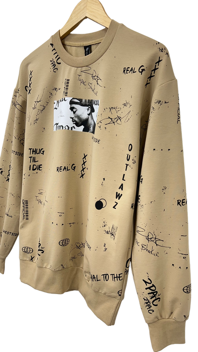 Men's Khaki 2pac Graphic Long Sleeves Sweatshirt Regular Fit - Design Menswear