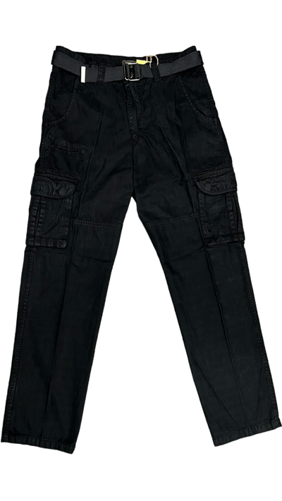 Men's Black Cargo Jeans 6 Pockets Loose-Fit Military Style - Design Menswear