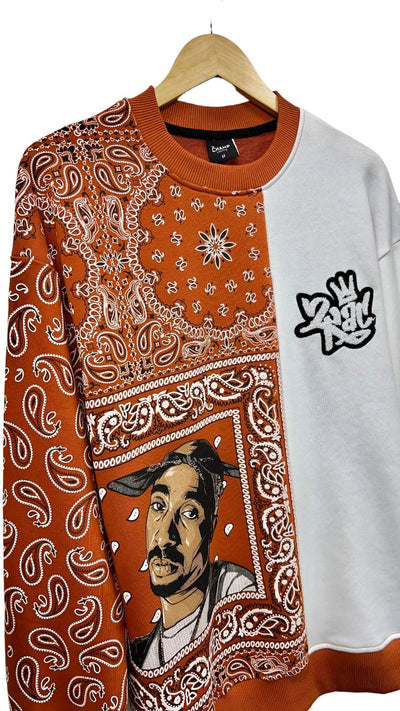 Men's Orange 2pac Graphic Long Sleeves Sweatshirt Regular Fit - Design Menswear