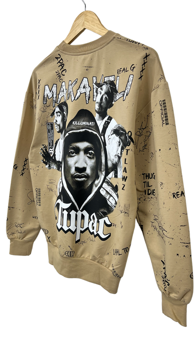 Men's Khaki 2pac Graphic Long Sleeves Sweatshirt Regular Fit - Design Menswear