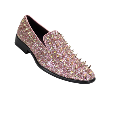 Men's Vintage Spikes Shoes Rose Gold Loafer Slip On Tuxedo Dress Shoes - Design Menswear
