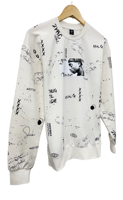 Men's White Makaveli Graphic Long Sleeves Sweatshirt Regular Fit - Design Menswear